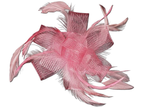 Dusky Pink Bow &amp; Feather Women's Fascinator Hat for Weddings &amp; Events