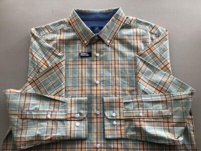 GEORGE  NWT Green Brown Orange White Plaid Cotton Spandex