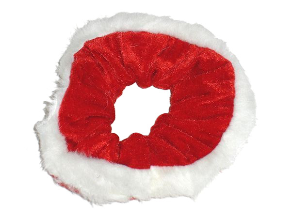 Red &amp; White Christmas Velvet Fur Scrunchie | Festive Hair Accessory