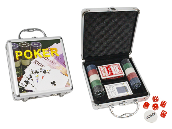 Valigetta Poker 100 Fiches 2 Mazzi Carte Gettone Dealer 5 Dadi Texas Holdem dfh