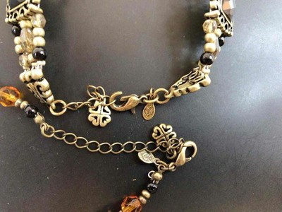 Premier Designs Three Tier Beaded Faceted Panel Bracelet  Necklace Set