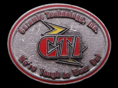 IA01118 VINTAGE 1970s **CERAMIC TECHNOLOGY INC.** PEWTER BUCKLE