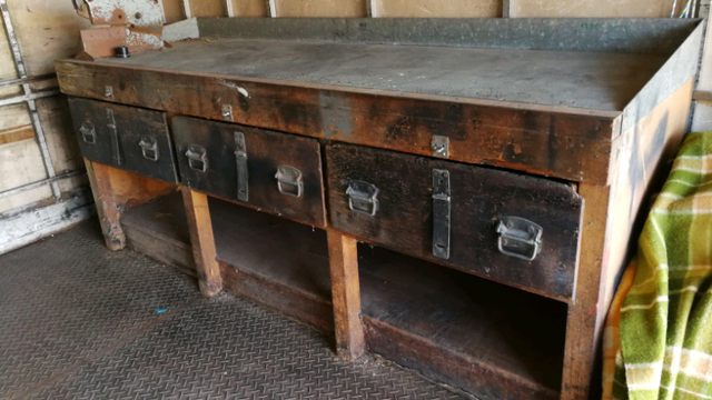 Vintage timber workbench industrial | Tool Storage ...