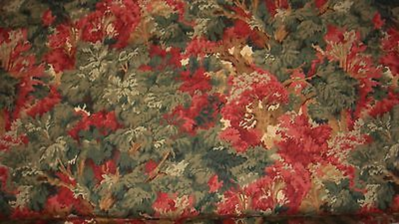 5.77 Yd 5th Avenue Designs Red Green Trees Foliage Tapestry Printed Robert Allen