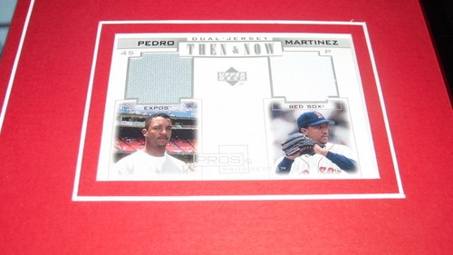 Pedro Martinez Framed 11x17 Game Used Jersey & Fight Photo Display Red Sox