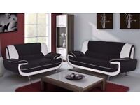Leather 3 and 2 Sofa Set in Black and White , Black and Red Color