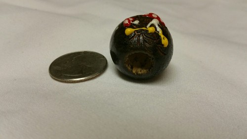 Vintage Wooden Painted Macrame Beads Toadstool - Lot of 12 small