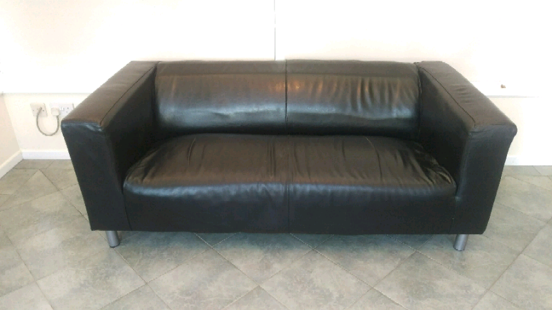 Cheap Ikea Klippan Black Leather Sofa For Sale Couch Settee In