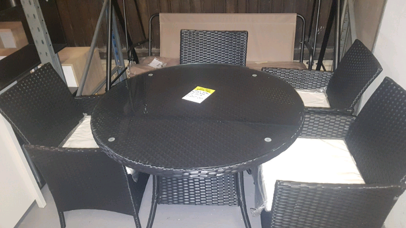 A new stylish black garden rattan 5 piece furniture set. | in Stoke-on