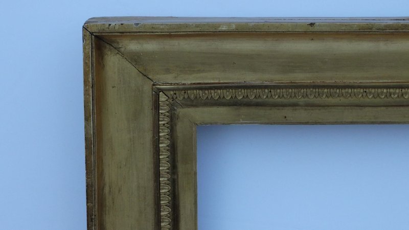 Antique French Empire Scoop Frame Mirror Pier Vertical Gold Leaf