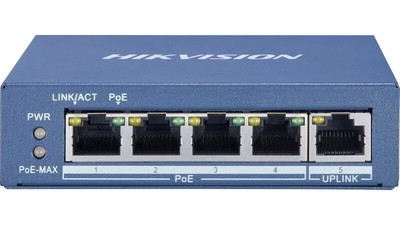 DS-3E0505P-E SWITCH HIKVISION 4-PORTS UNMANAGED GIGABIT PoE 