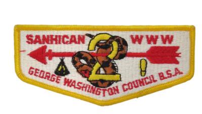 Sanhican Lodge 2 George Washington Council NJ S4 Flap Yellow Bdr (Z505)