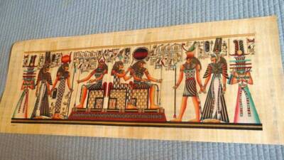 Huge Large Handmade Papyrus Egyptian Kings Museum Art Painting...32''x12'' Inches
