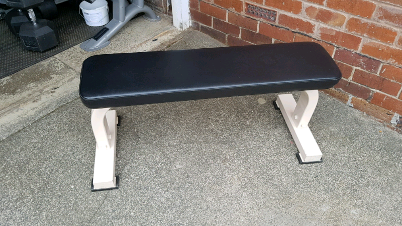 York Commercial Flat Bench White Gym Fitness