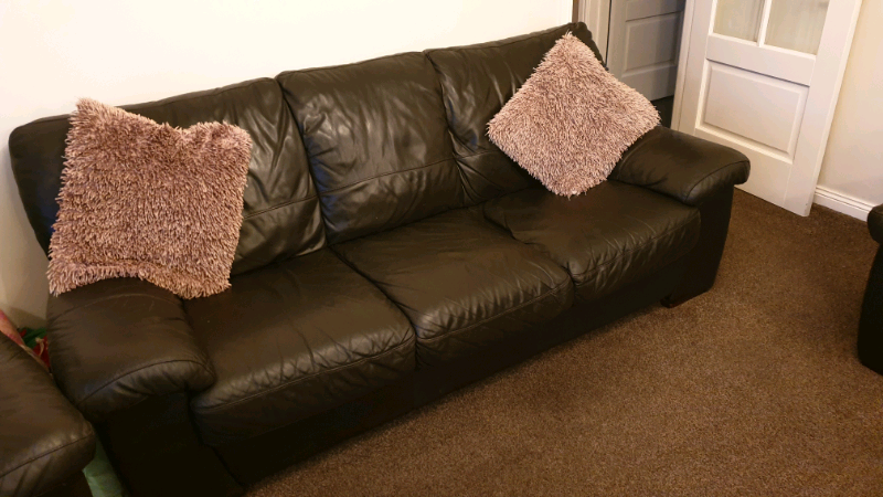 Brown Leather Sofas And Chair In Sunderland Tyne And Wear