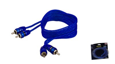 Sound Quest By Stinger SRCB17 17 Feet Blue Twisted Rca Interconnects Split Tip