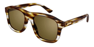 Pre-owned Gucci Gg1316s-003 Havana Havana Bronze Sunglasses