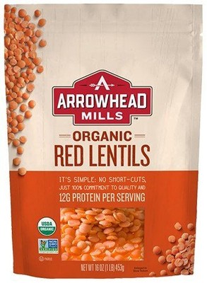 Пакетик органической красной чечевицы Arrowhead Mills объемом 16 унций