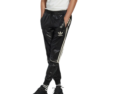 ADIDAS ORIGINALS CHILE 20 TRACK PANTS WET LOOK BLACK OFF WHITE