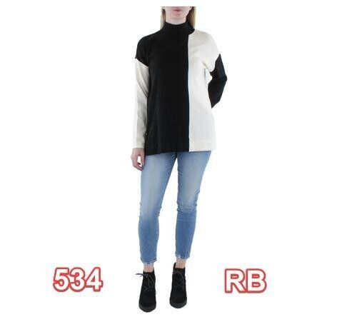 Anne Klein Women's Oversized COLORBLOKED Drop Shoulder Sweater Anthra/Ameth XXL