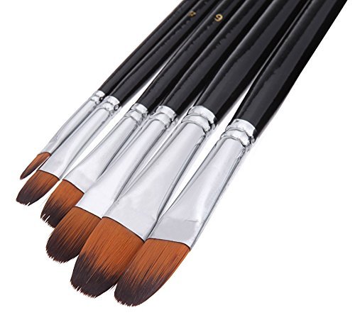 Set 6 Pennelli Numeri 2-4 -6-8-10-12 Piatti Professionali Pittura Acrilica dfh