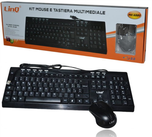 Tastiera Usb Con Filo Multimediale 113 Tasti + Mouse Usb 1200dpi Linq Mk-6880