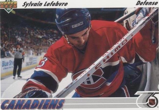 Carte Topps Upper Deck Sylvain Lefebvre N°341 - Montreal Canadiens 1991-92