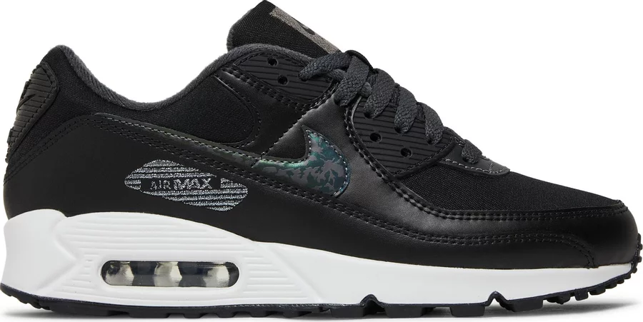 

Женские кроссовки Nike W Air Max 90 Iridescent Black Summit White DC9445-001 9, Черный, Nike Air Max 90