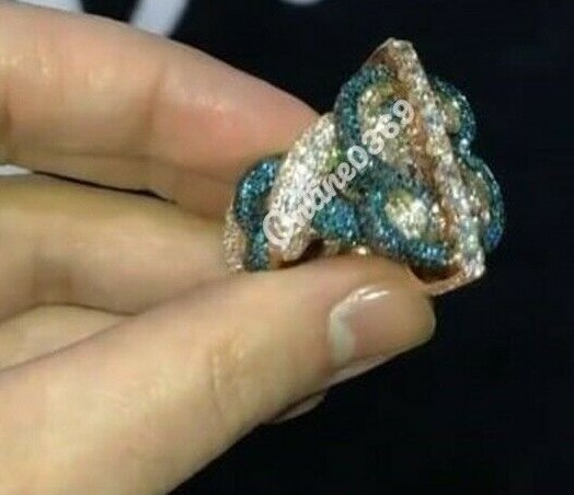 Pre-owned Online0369 4ct Baguette Emerald Cubic Zirconia Mens Custom Dollar Sign Cuban Ring Free Stud In Green