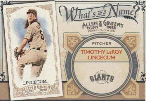 2012 Topps Allen & Ginter's - Tim Lincecum #WIN41