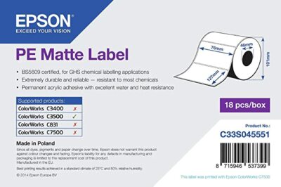 EPSON C33S045551 Labels Pe Matte 2.99in x 5in For COLORWORKS C3500 (220)