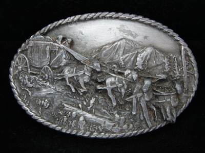 OJ03130 VINTAGE 1988 **STAGECOACH** SMOKE CRAFT LONG & RIDER BEEF JERKY BUCKLE