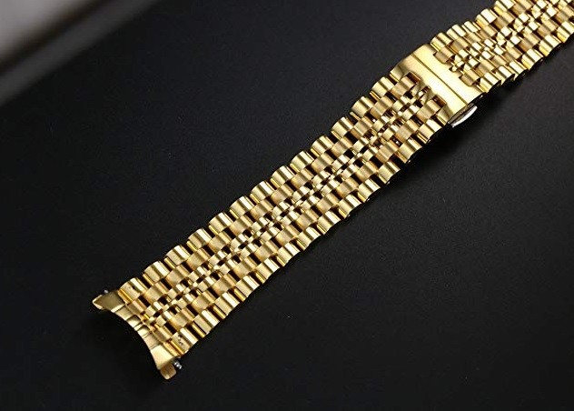 Cinturino Maglia Universale Ricambio Orologio Larghezza 20mm Dorato lac