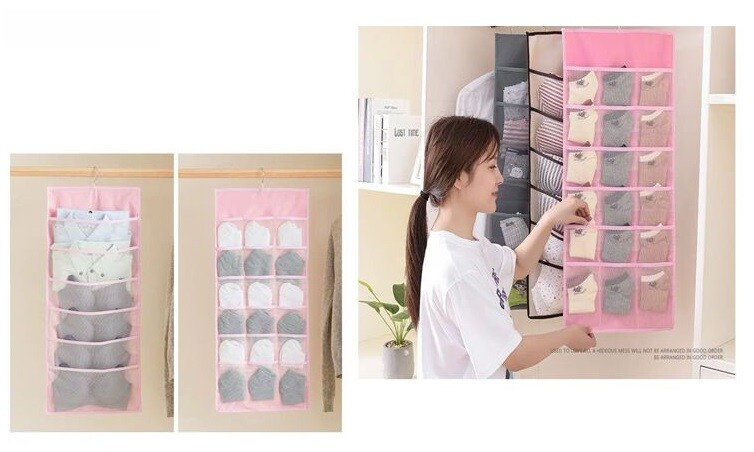 Organizer Tasche Salvaspazio Appendi Porta Biancheria Oggetti Stoffa Armadio cir