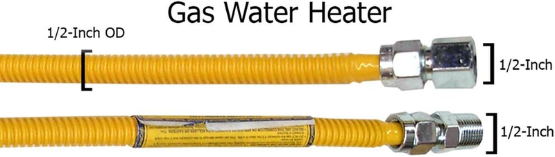 10-1223 Flexible Coated Gas Water Heater Supply Line, 18-Inch, 1/2-Inch OD Conne