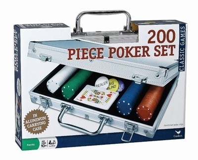 200pc Poker Set In Aluminum Case Dual-toned Poker Chips Take Anywhere Set 2Decks