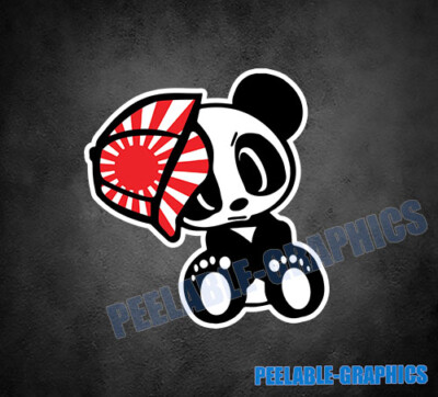 JDM Angry Panda Standing 6" Tall Drift King Logo Die Cut Decal - Black Color