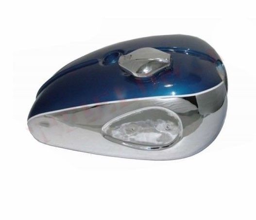 BSA A65 Blue Chrome Petrol Tank With Filler Cap & 2 Taps Us Specs 2 Gallon  