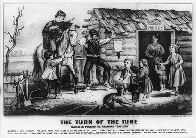 Turn of the tune: traveller playing the 'Arkansas traveller',c1870,John Cameron