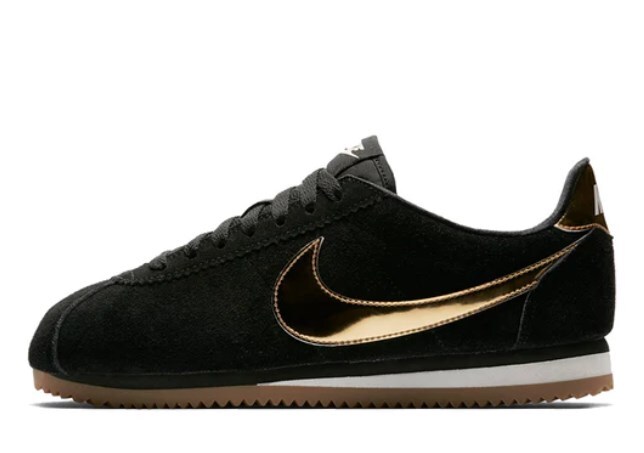 

902856-014 Nike Classic Cortez Черная замша металлик золото, Черный