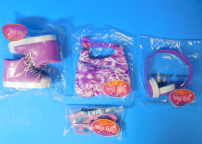 My Life As Purple Boots, Headphones, Purse, Glasses Lot 3 for 18'' dolls  New!