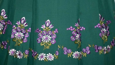 S 8 / GREEN COTTON German Trachten EMBROIDERY Oktoberfest DIRNDL Party Dress