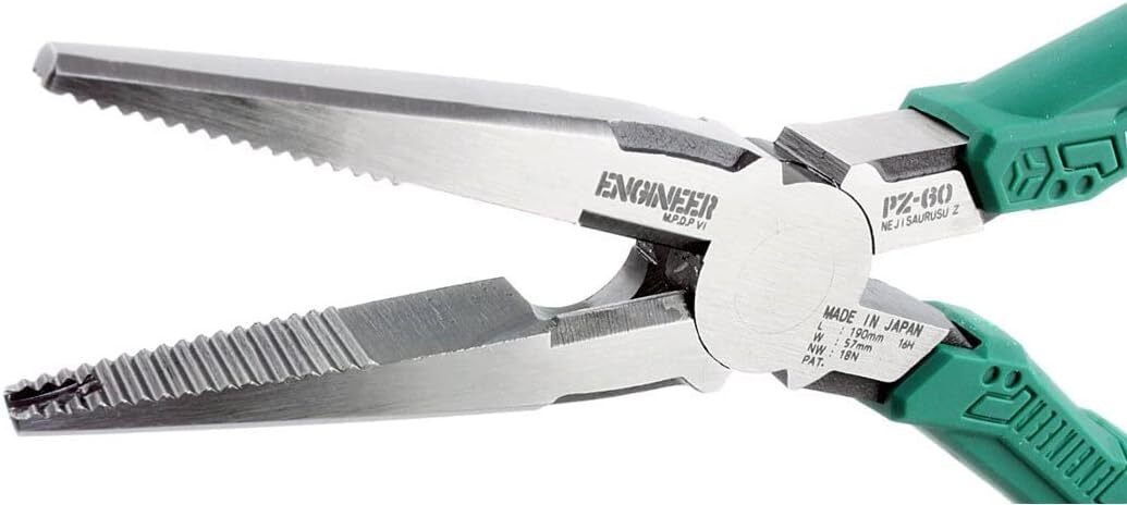 ENGINEER PZ-60 Long Nose Pliers - High Carbon Steel Jaws (Made in Japan)