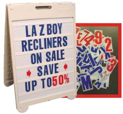 Poly A-Frame Sidewalk Sign w/Letter Track & Inserts -25''x 36''