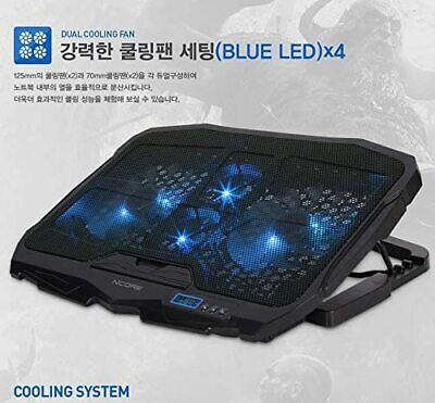 NCORE NC30 Laptop Cooling Pad, Blue LED Cooling Fan, Quad Fan, LCD Display Fan 