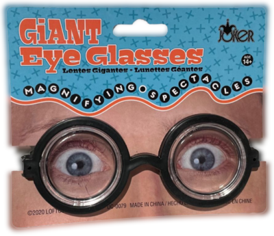 Nerd Dork Thick Lenses Coke Bottle Joke Gag Black Round