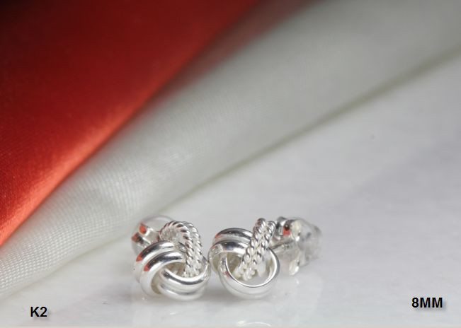 DUAL FINISH STERLING SILVER 925 BRAND NEW HIGH QUALITY KNOT STUD EARRINGS-8MM