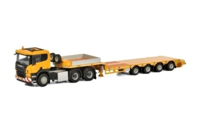 WSI 04-2003 Scania P5 6x5 Semi 4X Lowloader - Yellow 1/50 Die-cast