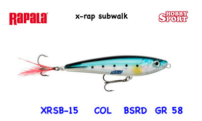 RAPALA XRAP SUBWALK XRSB-15 COL. BSRD BLU SARDINE WALKING THE DOG 58 GR SPINNING