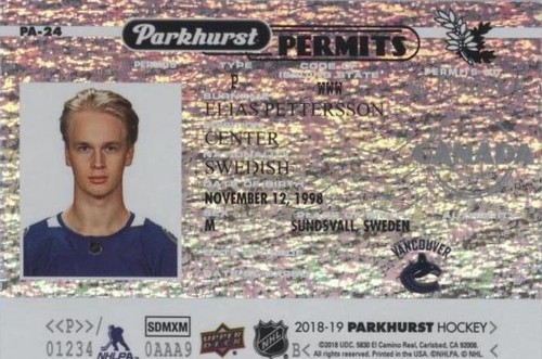 2018-19 Upper Deck Parkhurst - Elias Pettersson #PA-24
